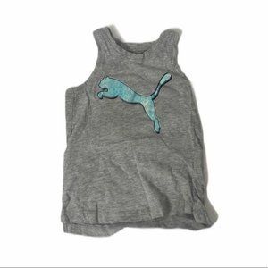 Girls size 4 puma big logo Grey and blue athletic style tank top shirt
